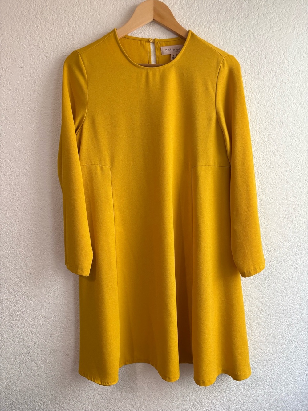 Philosophy Mustard Yellow Long Sleeve A Line Dress Size Small